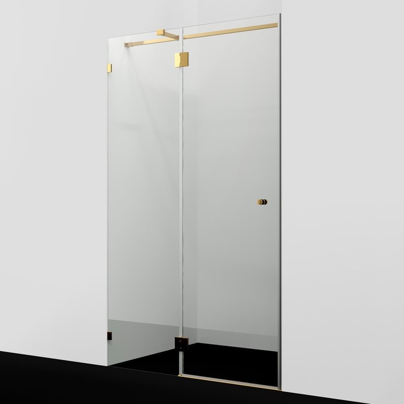 Душевая дверь в нишу Wasserkraft Ems 76H05 120 см, прозрачное стекло, фурнитура золото
