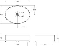 Накладная раковина BelBagno BB1049 51