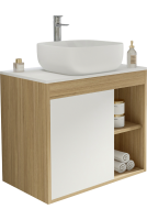Тумба с раковиной Teymi Nura 70 дуб эврика, матовая белая, раковина Solli 41
