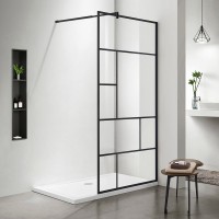 Душевая перегородка AQUATEK AQ WIW Print 10020BL 100x200 см, черный матовый профиль