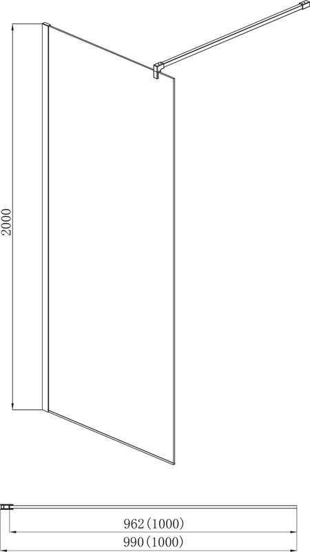 Душевая перегородка AQUATEK AQ WIW Print 10020BL 100x200 см, черный матовый профиль