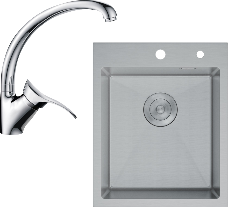 Комплект Мойка D&K DKS415004 сатин + Смеситель Lava SG01 CR chrome