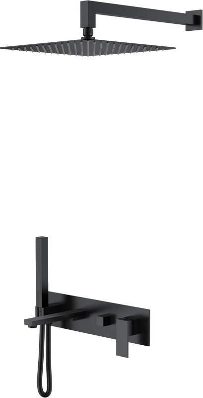 Душевой комплект Boheme Qubic 474-B С ВНУТРЕННЕЙ ЧАСТЬЮ, matt black