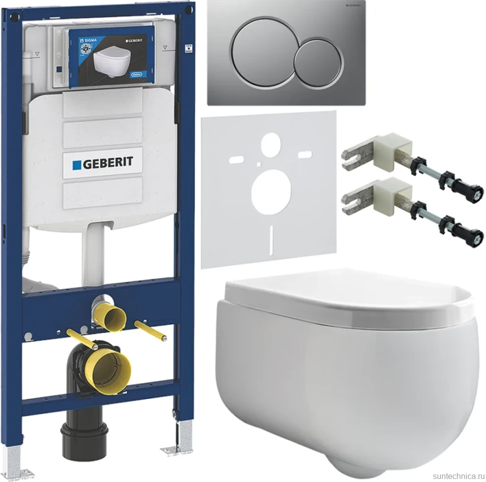 Комплект Унитаз подвесной Kerasan Flo + Крышка 318901 петли хром + Инсталляция Geberit Duofix UP 320 111.300.00.5 + Кнопка Sigma 01 115.770.JQ.5 лакированная, матовый хром + Крепления 111.815.00.1 к стене + Звукоизоляция