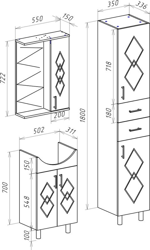 Тумба с раковиной Bellezza Элеганс 55