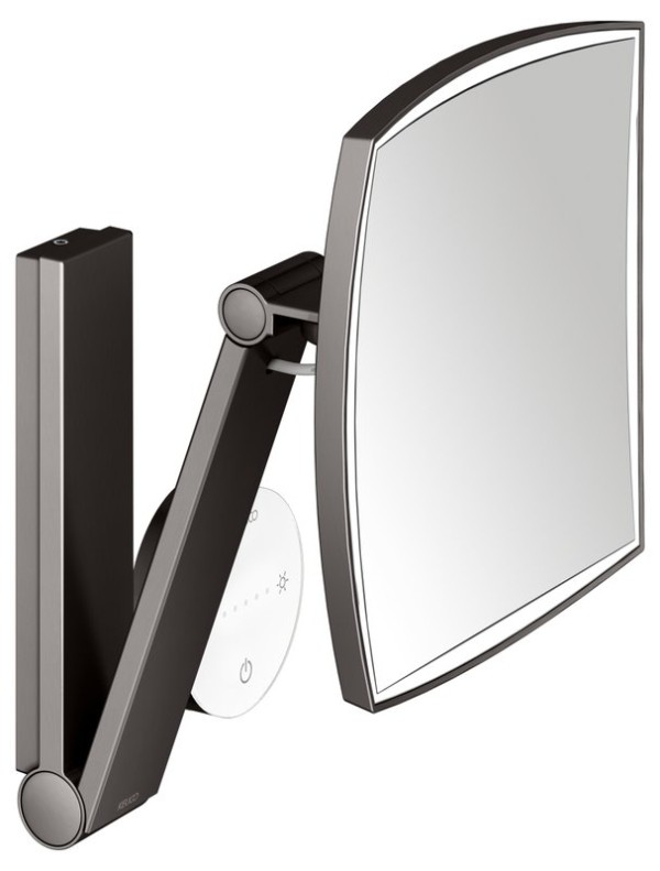 Косметическое зеркало Keuco iLook Move 17613359002 с подсветкой, настенное, с увеличением, шлифованный черный титан, титан черный шлифованный