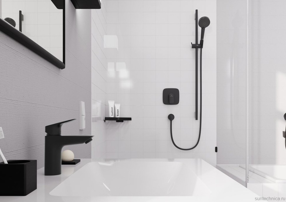 Смеситель для раковины Hansgrohe Logis 100 71101670 матовый черный