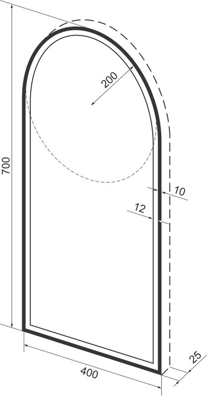 Зеркало Wellsee 7 Rays’ Spectrum 40х70 с фронтальной подсветкой, черное матовое