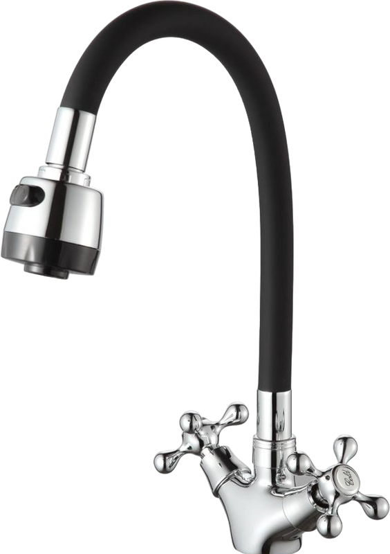 Смеситель для кухни D-lin D153810-1T с гибким изливом, черный