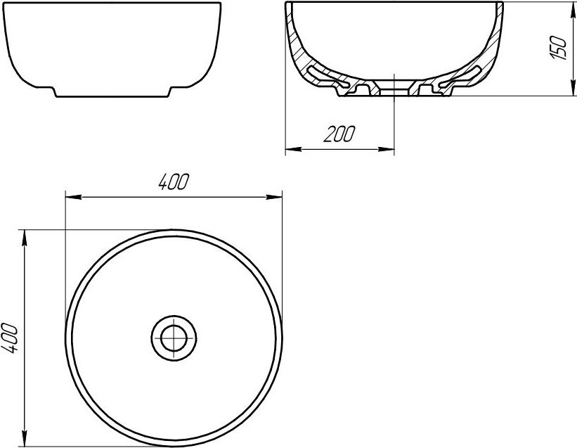 Накладная раковина Cersanit Moduo 40 RING