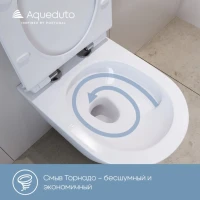 Комплект Унитаз подвесной Aqueduto Cone Tornado CONT0110 безободковый, с микролифтом, белый глянцевый + Инсталляция STWORKI + Кнопка Хельсинки 500471 черная матовая