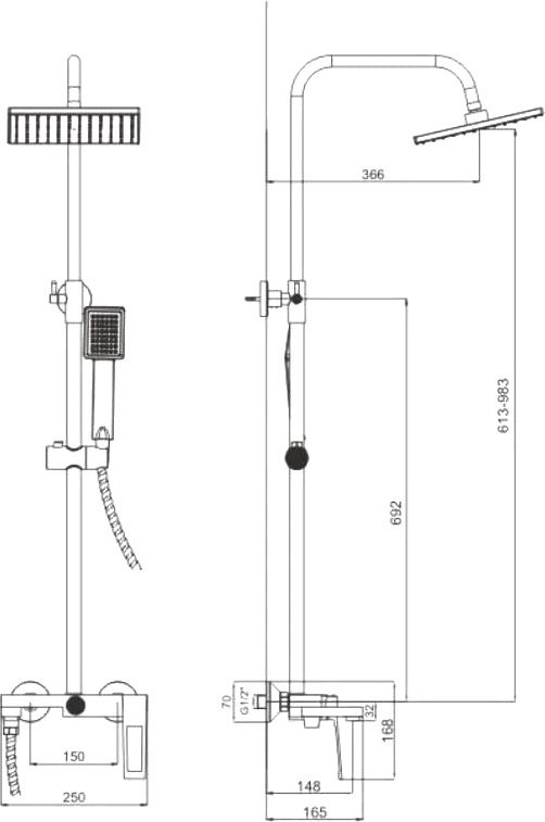 Душевая стойка Haiba HB24817-7 черный