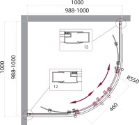 Душевой уголок BelBagno Uno 195 R 2 100 C Cr стекло прозрачное