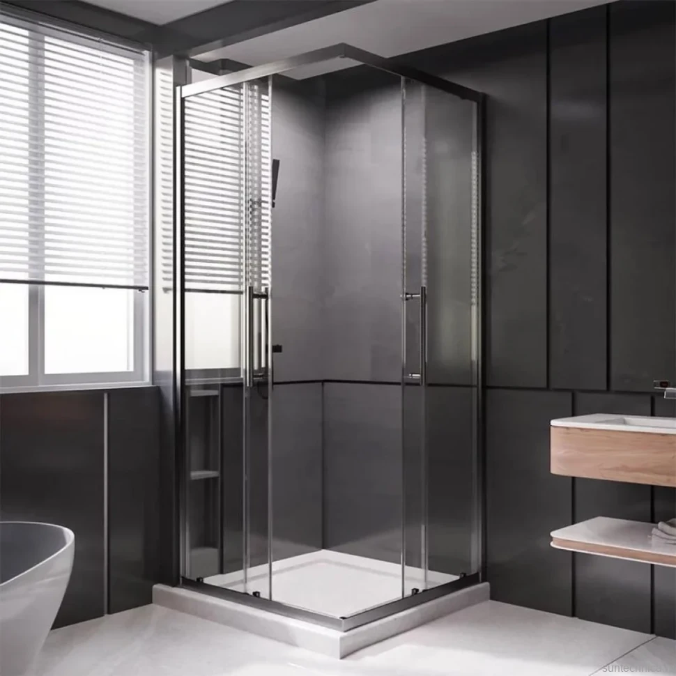 Душевой уголок Veconi Premium Trento PTC-20GR 100x90, профиль брашированный графит, стекло прозрачное