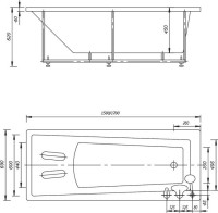 Акриловая ванна AQUATEK Либра LIB150-0000037 150x70 см, пристенная, белая, с каркасом, со сливом-переливом