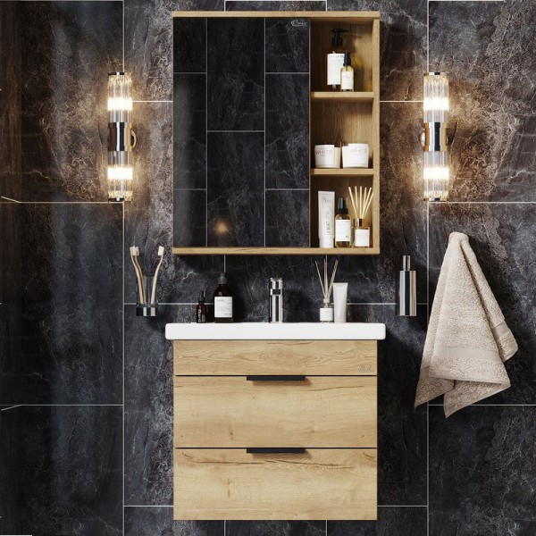 Мебель для ванной комнаты Onika Легран 60.13 дуб галифакс, с раковиной Cersanit Сомо 60