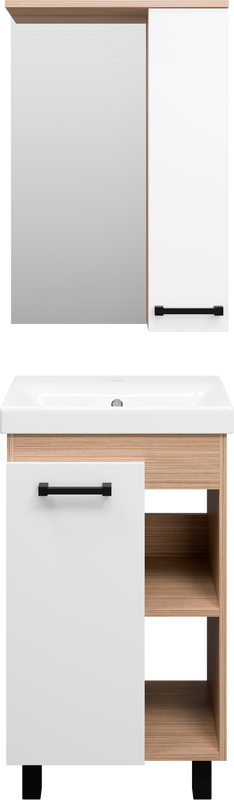 Мебель для ванной комнаты Misty Крафт 50 белая, светлое дерево