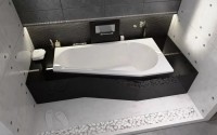 Акриловая ванна Riho Delta L 150x80 см, угловая, левая, пристенная, белая, пятиугольная, с каркасом, со сливом-переливом