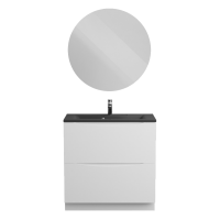 Мебель для ванной комнаты BelBagno Marino 80 напольная, bianco lucido, черная раковина