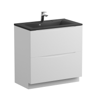 Мебель для ванной комнаты BelBagno Marino 80 напольная, bianco lucido, черная раковина