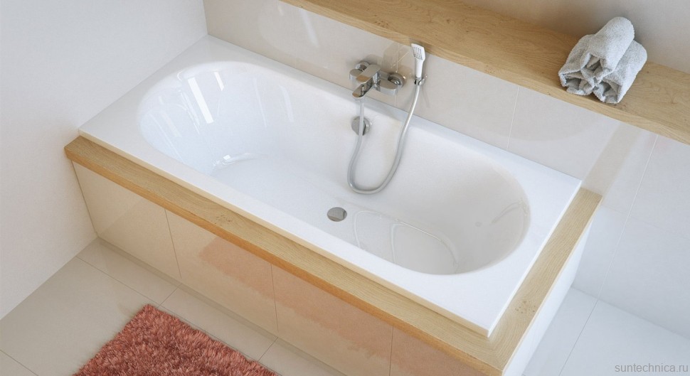 Акриловая ванна Excellent Oceana 170x75 см, встраиваемая, белая, с каркасом