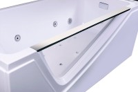 Акриловая ванна Orans 65108R0 R 170x75 см, правая, пристенная, с гидромассажем, белая, с каркасом, с экранами, со смесителем, со сливом-переливом, с подсветкой, с подголовником, с поручнем