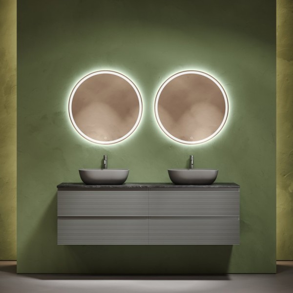 Мебель для ванной комнаты Sancos Folk 160 ergraut soft, столешница черный мрамор TT160A1X, раковина CN6009MH