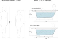 Акриловая ванна Cersanit Lorena 140x70 см, пристенная, ультрабелая, на ножках