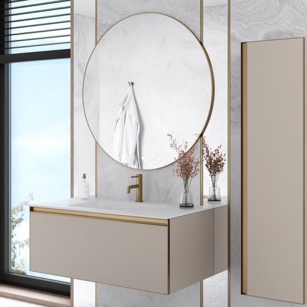 Мебель для ванной комнаты Armadi Art Quatro 1 100 daphne, профиль matt gold, с раковиной white