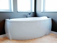 Ванна из искусственного камня Фэма Аделина L 150x90 см, угловая, левая, пристенная, белая, асимметричная, на ножках, с сиденьем