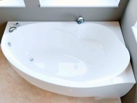 Ванна из искусственного камня Фэма Аделина L 150x90 см, угловая, левая, пристенная, белая, асимметричная, на ножках, с сиденьем