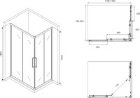 Душевой уголок Abber Schwarzer Diamant AG02128H 120x80, профиль хром, стекло прозрачное
