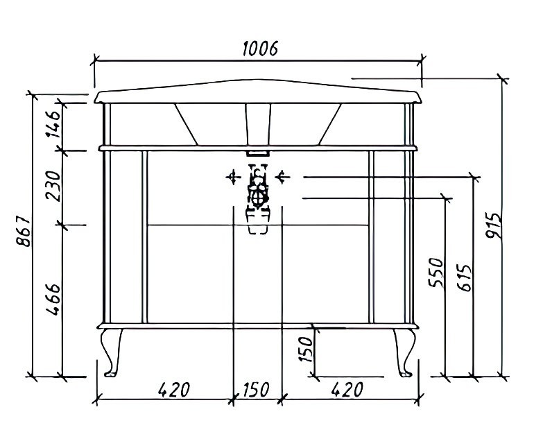 Тумба под раковину без столешницы Caprigo Фреско 100 напольная, белый с серебрянной патиной