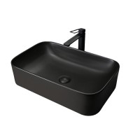 Накладная раковина GID Geometrico Bm9599 61 матовая черная, прямоугольная, фаянс