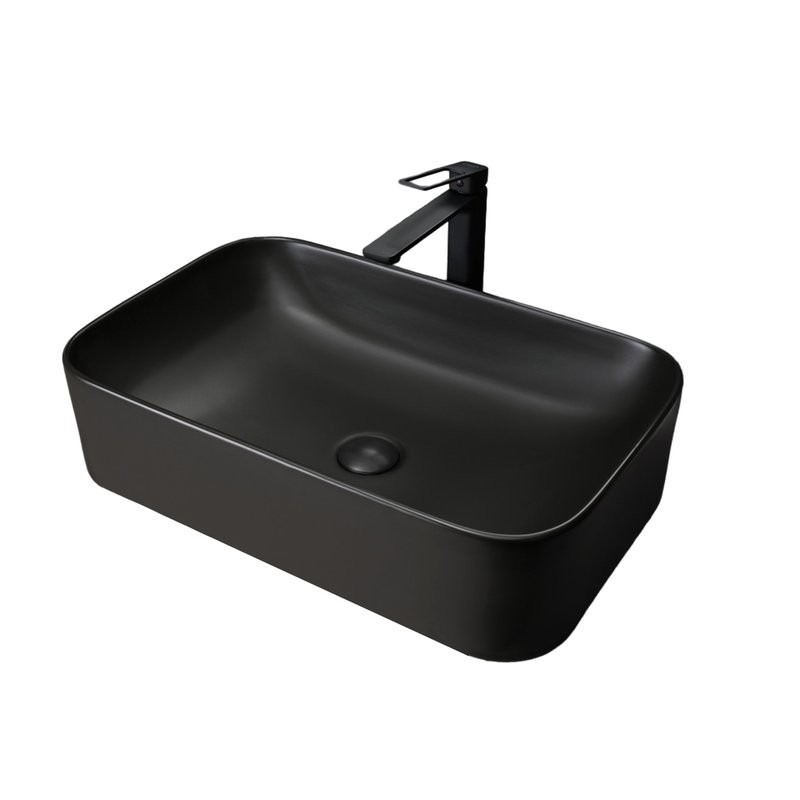 Накладная раковина GID Geometrico Bm9599 61 матовая черная, прямоугольная, фаянс