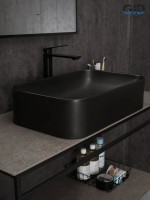 Накладная раковина GID Geometrico Bm9599 61 матовая черная, прямоугольная, фаянс