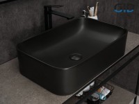Накладная раковина GID Geometrico Bm9599 61 матовая черная, прямоугольная, фаянс