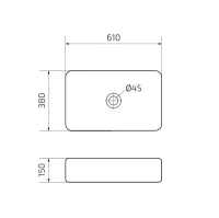 Накладная раковина GID Geometrico Bm9599 61 матовая черная, прямоугольная, фаянс