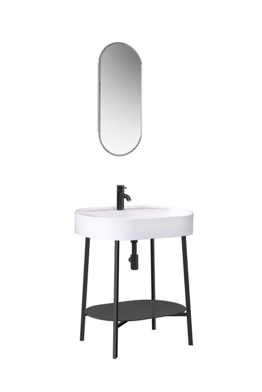 Мебель для ванной комнаты Belux Эвора 75 напольная, черная матовая, белая