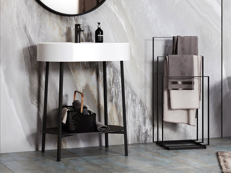 Мебель для ванной комнаты Belux Эвора 75 напольная, черная матовая, белая