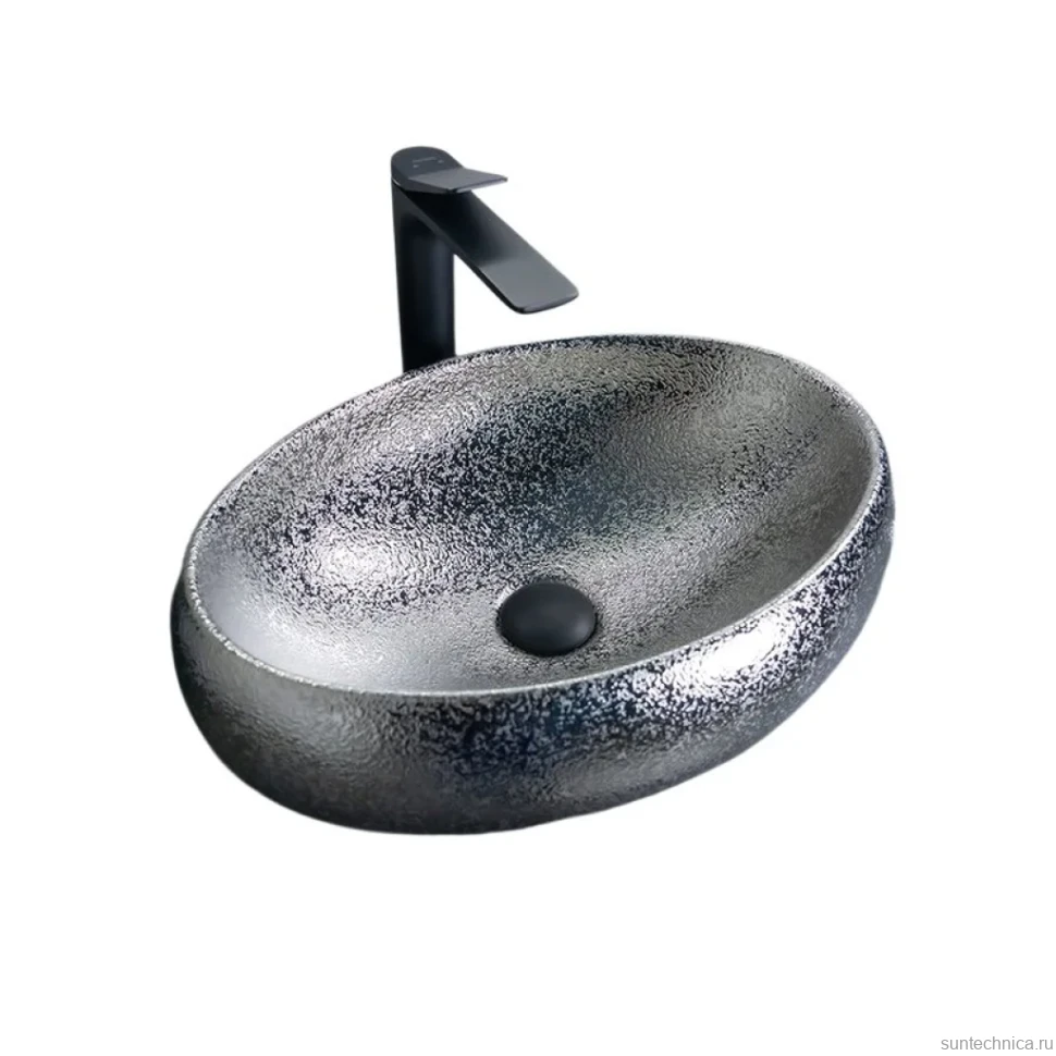 Накладная раковина GID Lago 9030s 48 хром, овальная, фаянс