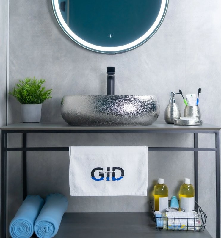 Накладная раковина GID Lago 9030s 48 хром, овальная, фаянс