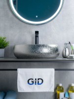 Накладная раковина GID Lago 9030s 48 хром, овальная, фаянс