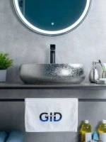 Накладная раковина GID Lago 9030s 48 хром, овальная, фаянс