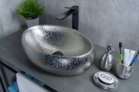 Накладная раковина GID Lago 9030s 48 хром, овальная, фаянс