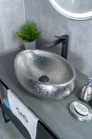 Накладная раковина GID Lago 9030s 48 хром, овальная, фаянс