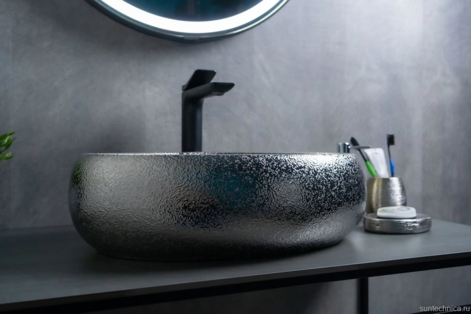 Накладная раковина GID Lago 9030s 48 хром, овальная, фаянс