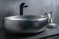 Накладная раковина GID Lago 9030s 48 хром, овальная, фаянс