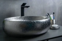 Накладная раковина GID Lago 9030s 48 хром, овальная, фаянс
