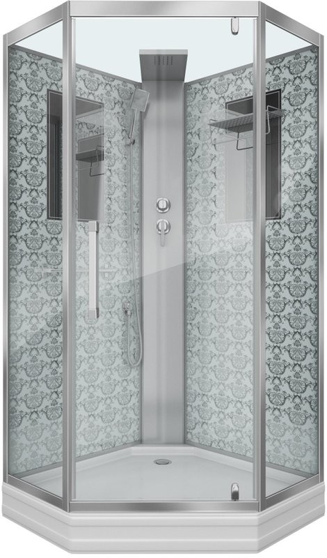 Душевая кабина Niagara Luxe Lux NG-7717WBK 100х100x210 серебро, с низким поддоном, без крыши
